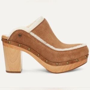 UGG AUBRIANA HEELS SHOES SIZE 7 NEW WITHOUT BOX BROWN SUEDE LEATHER RIVET BOHO